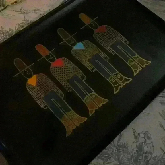 Vintage Couroc of Monterey tray with cowboys inlaid glass metal and wood. Rare🤠 - Picture 6 of 6